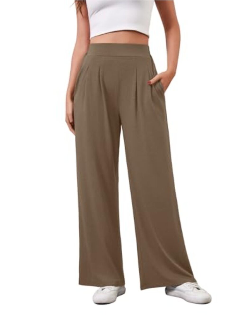 Women's Casual Wide Leg Pants, High Waisted Palazzo Trousers with Pockets,